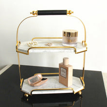 Load image into Gallery viewer, Luxury marble&amp;metal 2-TIER SERVE STAND
