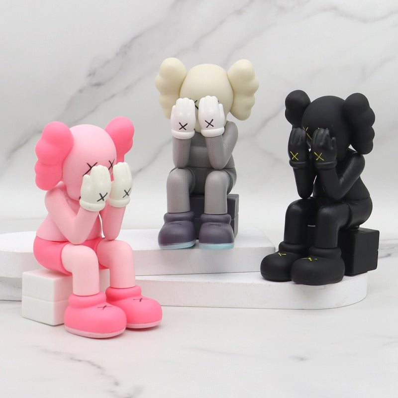 KAWS Figure Statue Collection(sitting posture 2),Action Figure Toy Ornaments(Mini size)